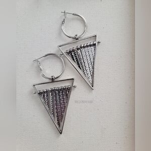 Chic Silver Triangle Drop Earrings